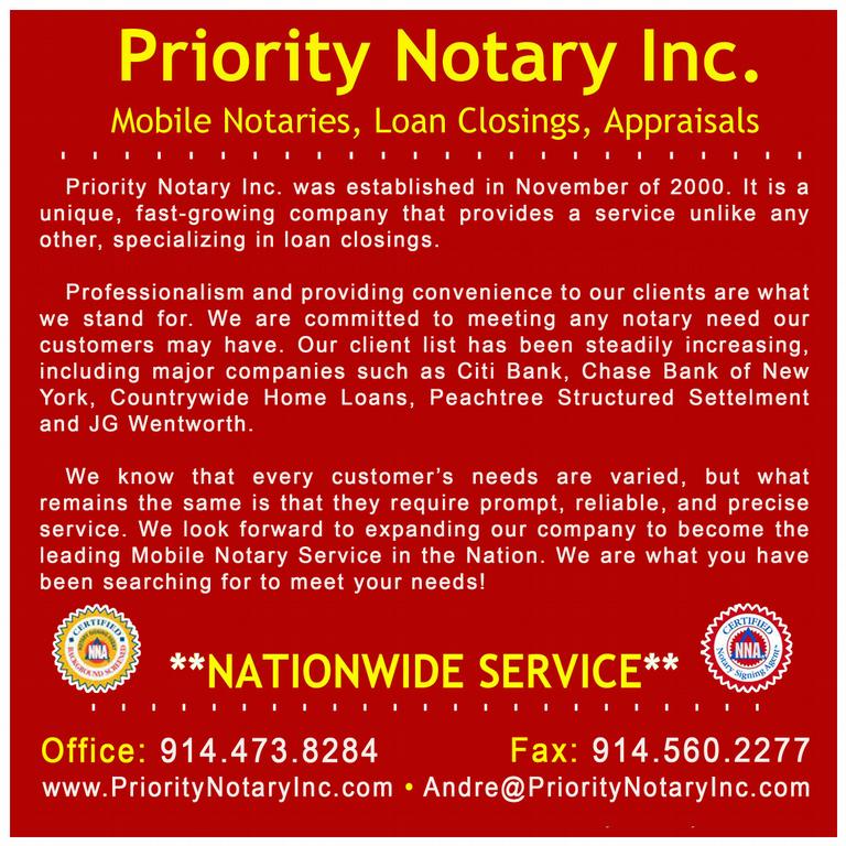 Priority Notary Flyer from Flushing Queens Mobile Notary, Queens Notary